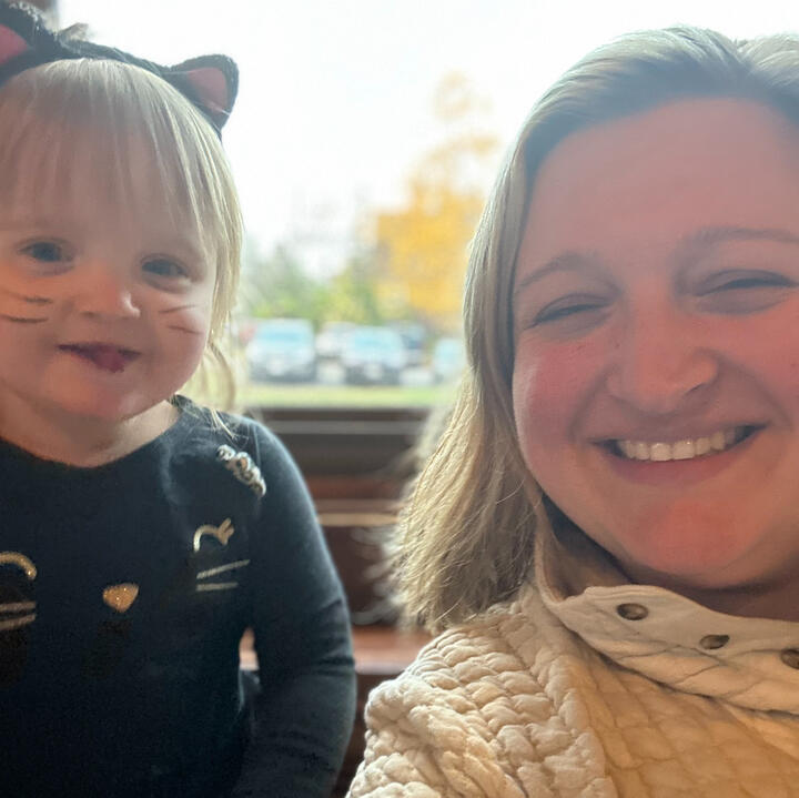 Hannah with niece in her Halloween costume