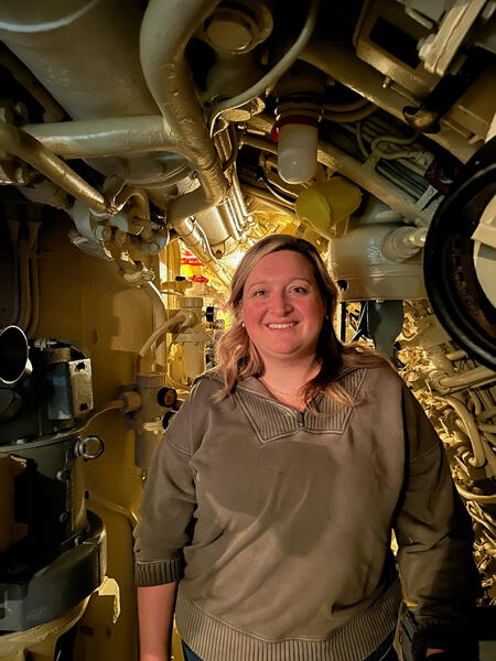 Hannah on the U505 at the Field Museum in Chicago