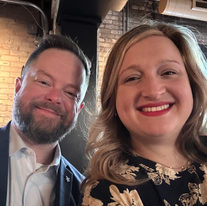 Hannah and Erik dressed up for nice dinner