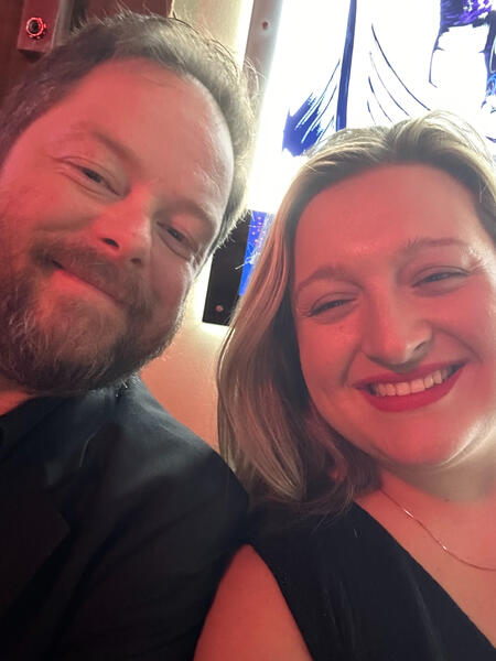 Hannah and Erik celebrating New Year&#39;s Eve