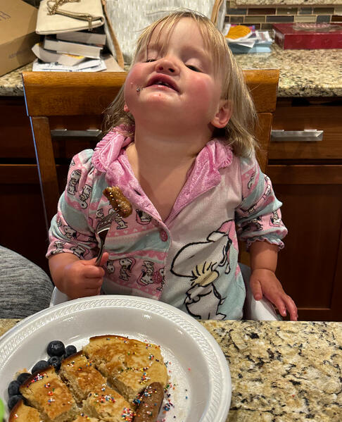 Saturday morning pancakes with Ev